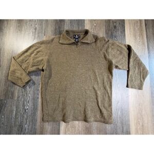 J. Riggins Quarter Zip Pullover Mens Large Brown Heathered Cotton Blend Sweater